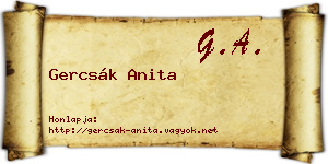 Gercsák Anita névjegykártya